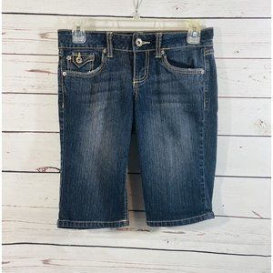 YMI Jean Shorts Womens Size 0 Denim Long Shorts Ladies Dark Wash Low Rise